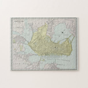 Vintage Map of Portland Maine (1889) Jigsaw Puzzle