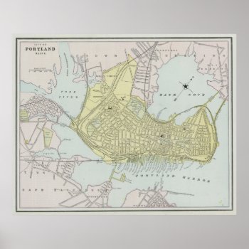 Vintage Map Of Portland Maine (1889) Poster by Alleycatshirts at Zazzle