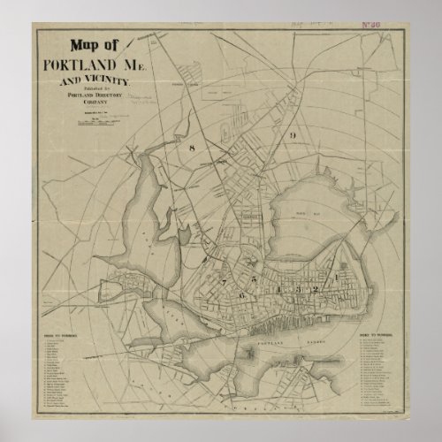 Vintage Map of Portland Maine 1902 Poster