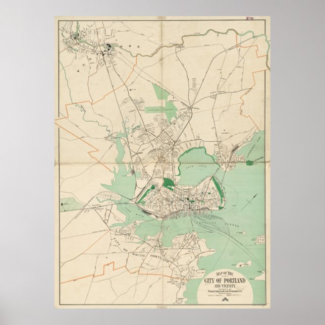Vintage Map of Portland ME (1906) Poster (Front)