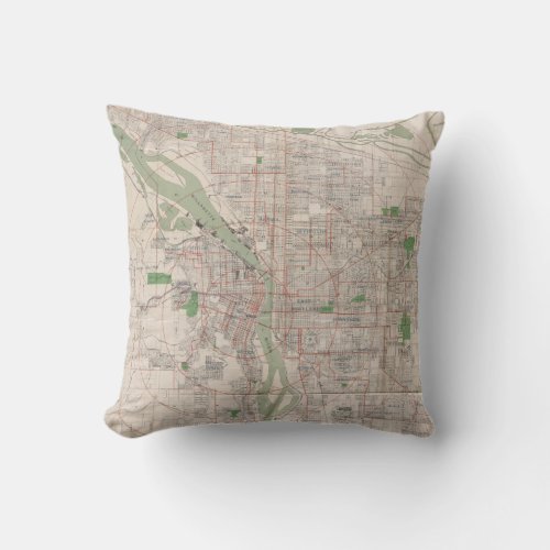 Vintage Map of Portland Oregon 1912 Throw Pillow
