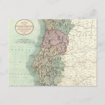 Vintage Map Of Portugal (1801) Postcard by Alleycatshirts at Zazzle
