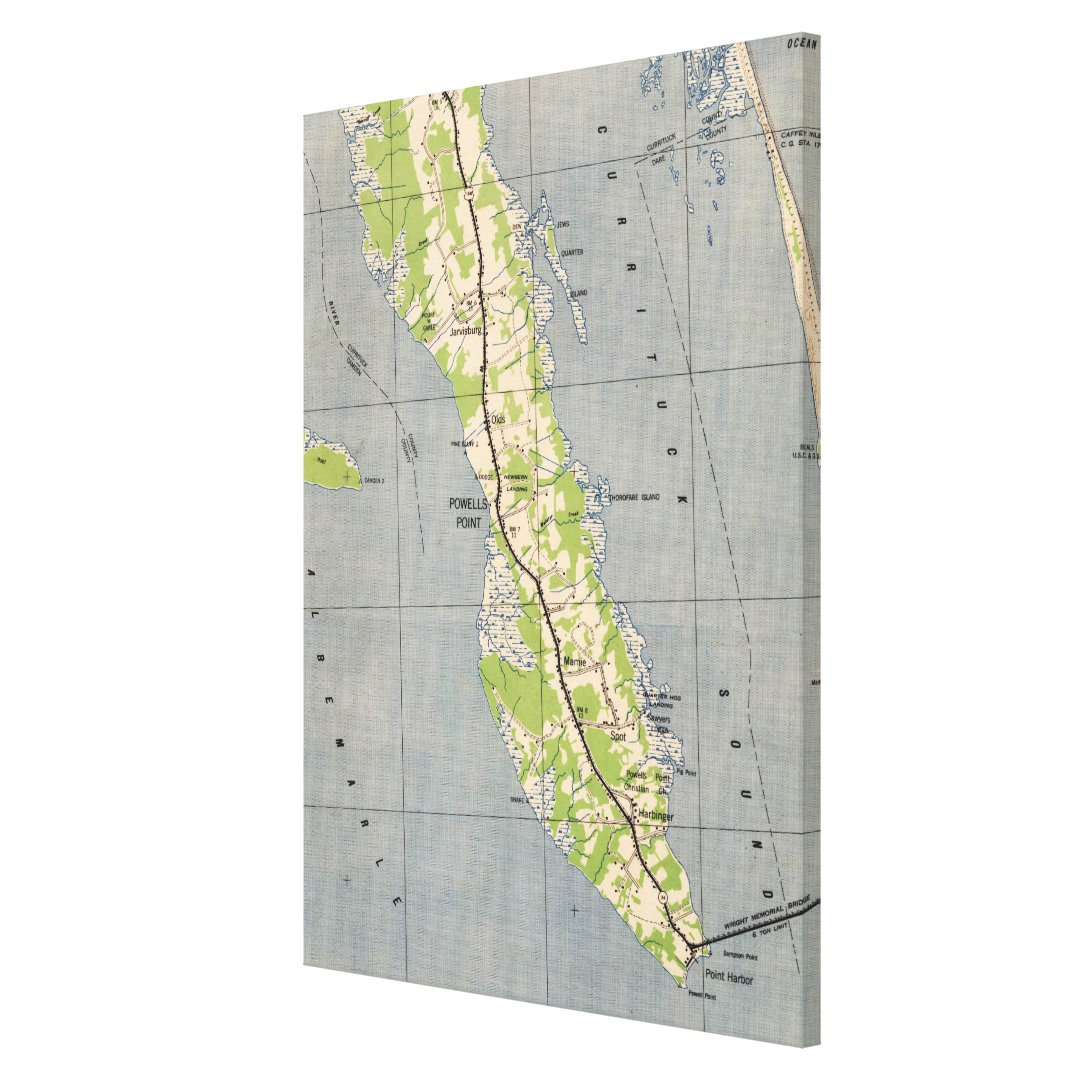 Vintage Map of Powells Point North Carolina (1940) Canvas Print Zazzle