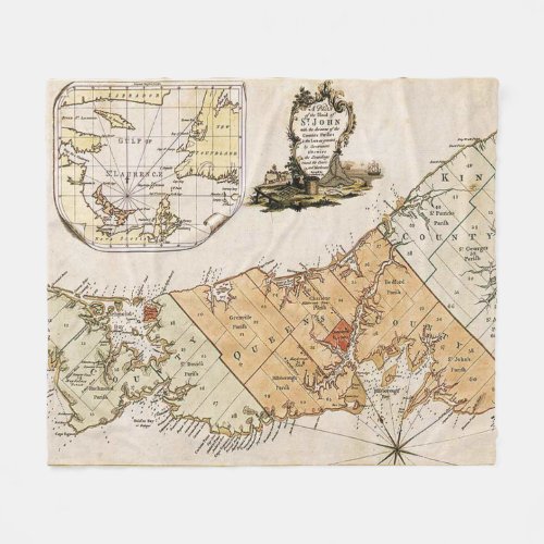 Vintage Map of Prince Edward Island 1775 Fleece Blanket