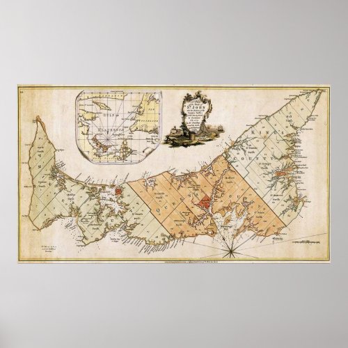 Vintage Map of Prince Edward Island 1775 Poster