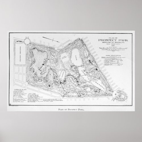 Vintage Map of Prospect Park 1901 Poster