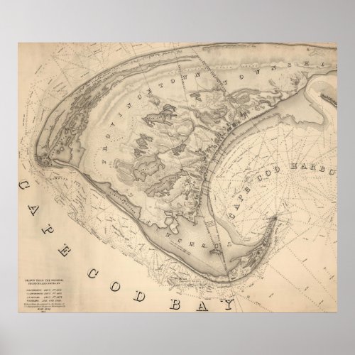 Vintage Map of Provincetown 1836 Poster