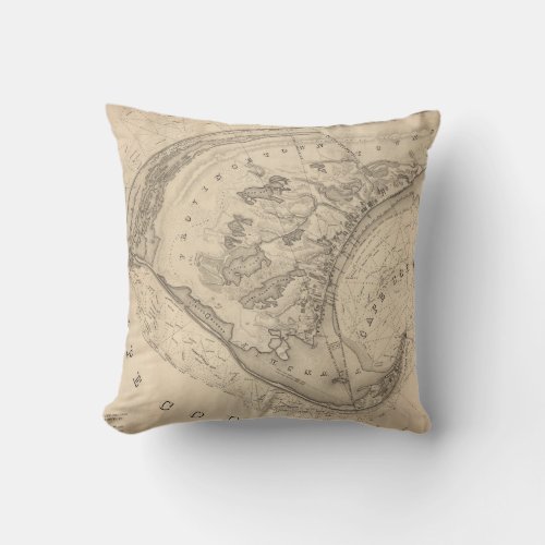 Vintage Map of Provincetown 1836 Throw Pillow