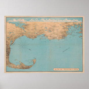 Vintage Map of Provincetown to Boston MA (1879) Poster