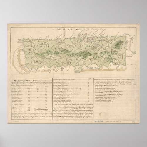 Vintage Map of Puerto Rico 1760 Poster