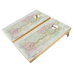 Vintage Map of Puerto Rico (1901) Cornhole Set