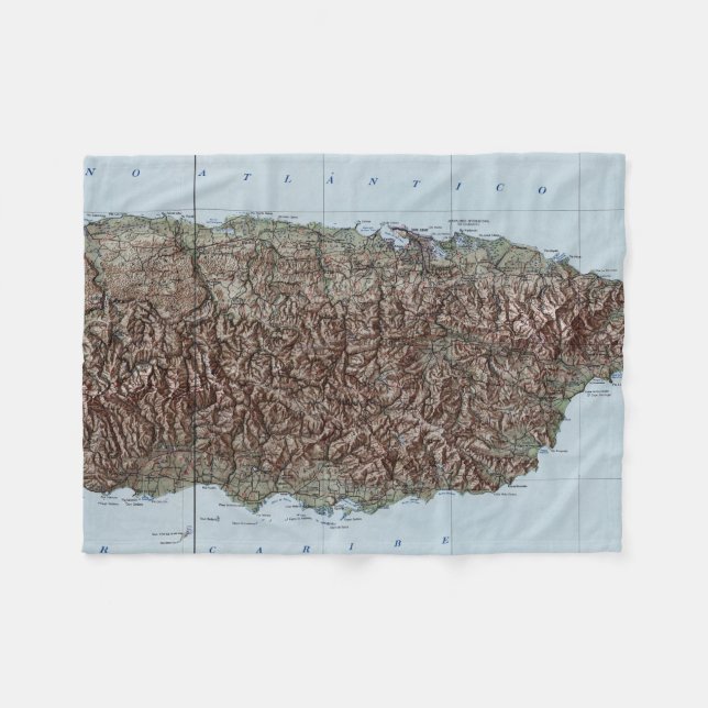 Vintage Map of Puerto Rico (1952) Fleece Blanket (Front (Horizontal))