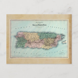 Vintage Map of Puerto Rico Postcard