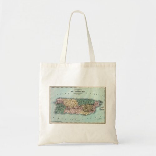 Vintage Map of Puerto Rico Tote Bag