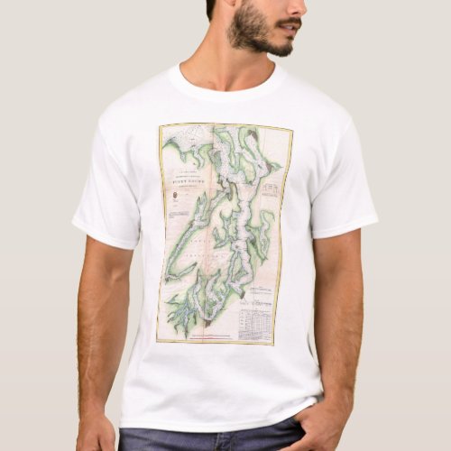 Vintage Map of Puget Sound Washington Coast 1867 T_Shirt