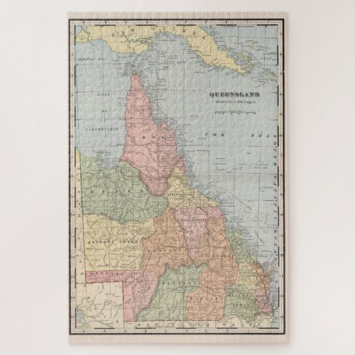 Vintage Map of Queensland Australia 1901 Jigsaw Puzzle