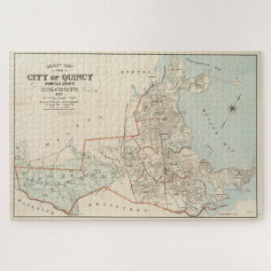 Vintage Map of Quincy MA (1907) Jigsaw Puzzle