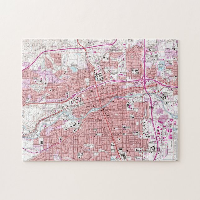 Vintage Map of Reno Nevada (1967) Jigsaw Puzzle (Horizontal)