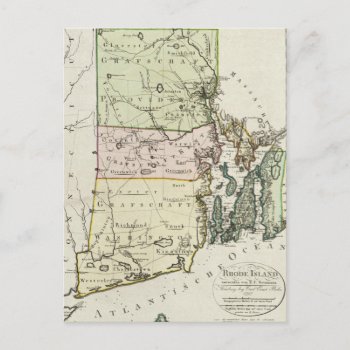 Vintage Map Of Rhode Island (1797) Postcard by Alleycatshirts at Zazzle