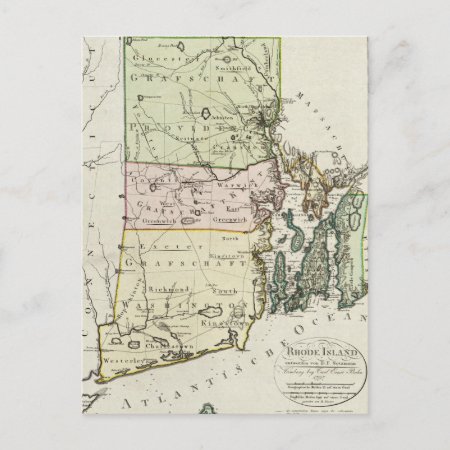 Vintage Map Of Rhode Island (1797) Postcard