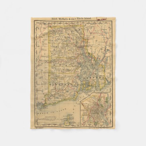 Vintage Map of Rhode Island 1875 Fleece Blanket