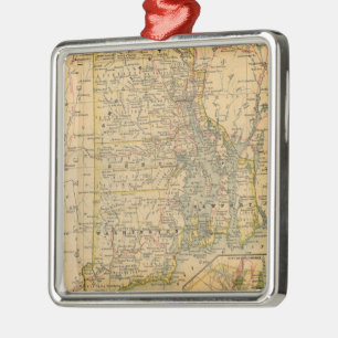 Vintage Map of Rhode Island (1875) Metal Ornament