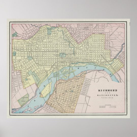 Vintage Map of Richmond VA (1901) Poster