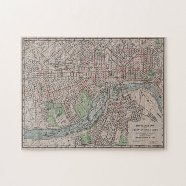 Vintage Map of Richmond VA (1914) Jigsaw Puzzle (Horizontal)