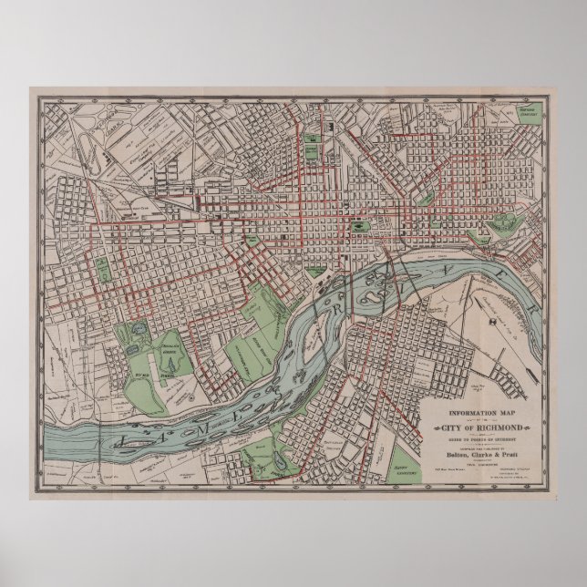 Vintage Map of Richmond VA (1914) Poster (Front)