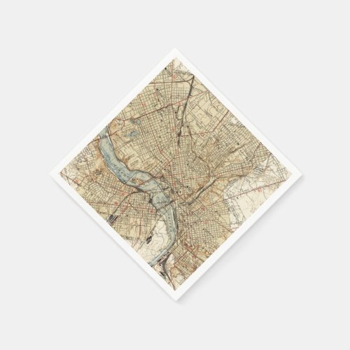 Vintage Map of Richmond Virginia 1934 Napkins
