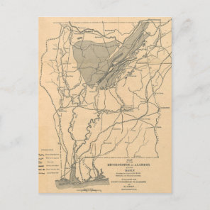 Vintage Map of River System of Alabama (1887) Postcard