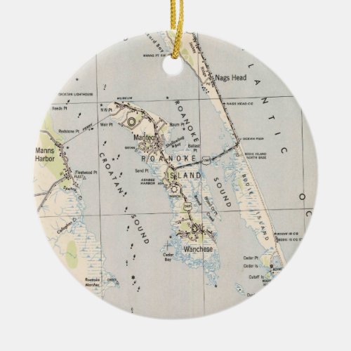 Vintage Map of Roanoke Island  Outer Banks NC Ceramic Ornament