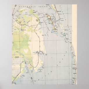 Vintage Map of Roanoke Island & Outer Banks NC Poster