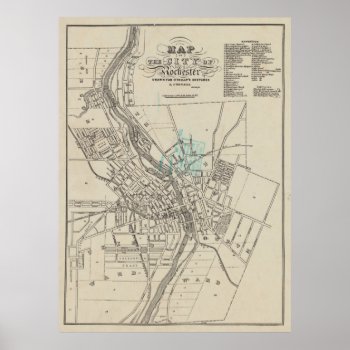 Vintage Map Of Rochester Ny (1838) Poster by Alleycatshirts at Zazzle