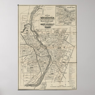 Vintage Map of Rochester NY (1872) Poster