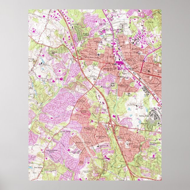 Vintage Map of Rockville Maryland (1965) Poster (Front)