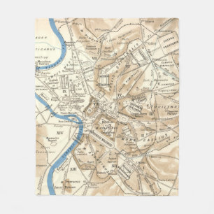 Vintage Map of Rome Italy (1870) Fleece Blanket