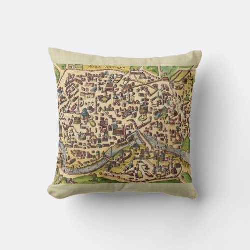 Vintage Map of Rome Italy Throw Pillow