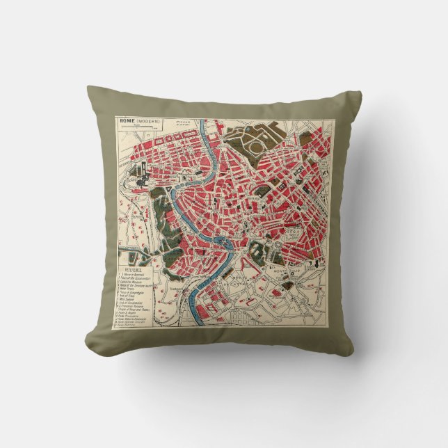 Vintage Map of Rome Pillow (Front)