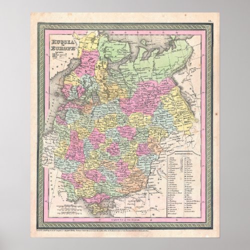 Vintage Map of Russia 1853 Poster