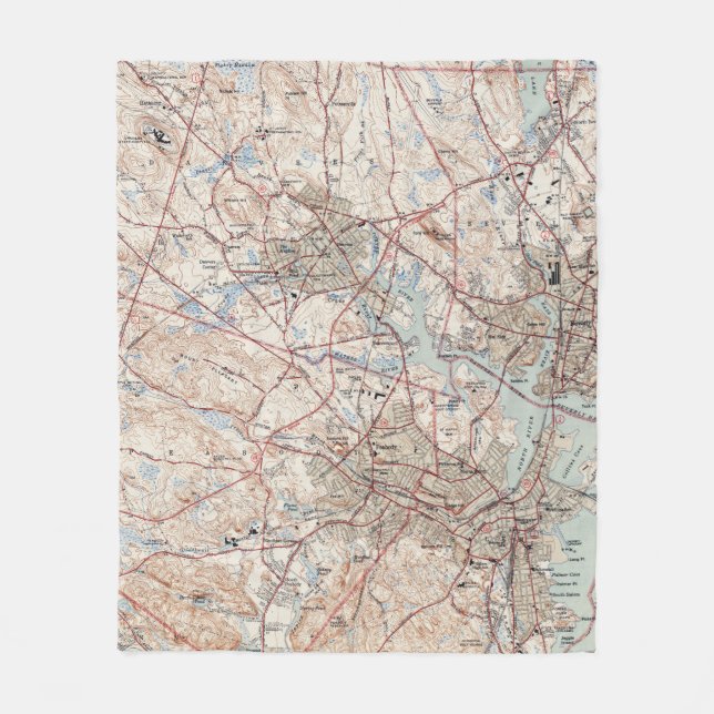 Vintage Map of Salem Massachusetts (1942) Fleece Blanket (Front)