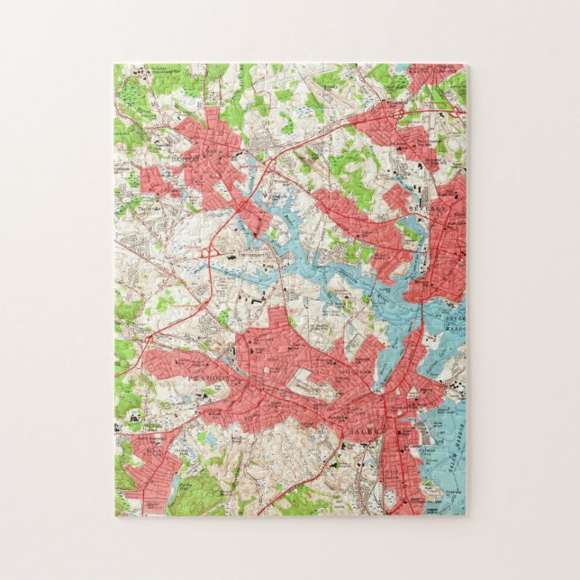 Vintage Map of Salem Massachusetts (1956) Jigsaw Puzzle (Vertical)