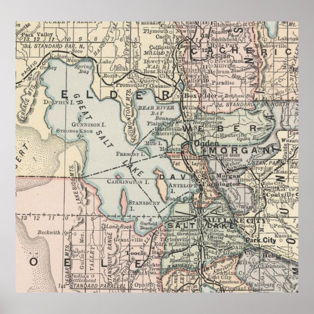 Vintage Map of Salt Lake City (1891) Poster (Front)