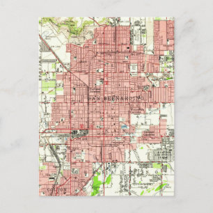Vintage Map of San Bernardino California (1954) Postcard