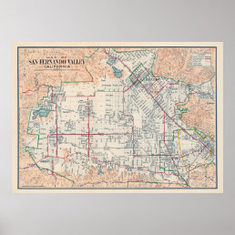 Vintage Map of San Fernando Valley CA (1923) Poster