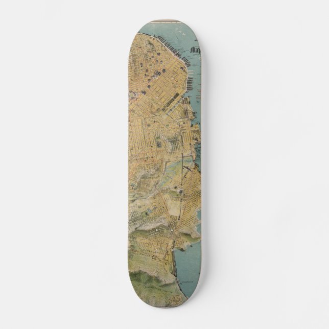 Vintage Map of San Francisco (1915) Skateboard (Front)