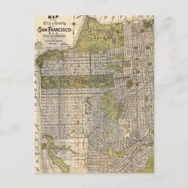 Vintage Map of San Francisco (1932) Postcard (Front)