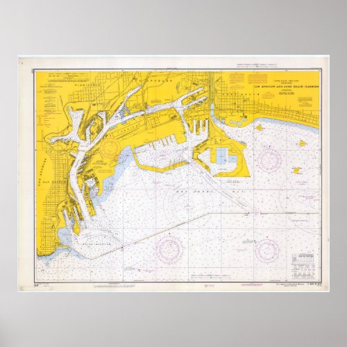 Vintage Map of San Pedro Bay CA 1970 Poster