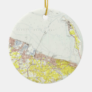 Vintage Map of Sandy Hook NJ (1954) Ceramic Ornament
