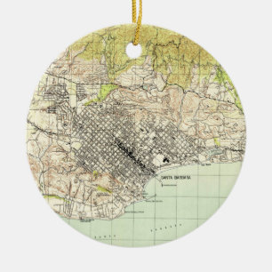 Vintage Map of Santa Barbara California (1944) Ceramic Ornament
